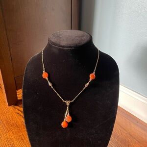 Alexis K Elegant Gold and Orange Necklace